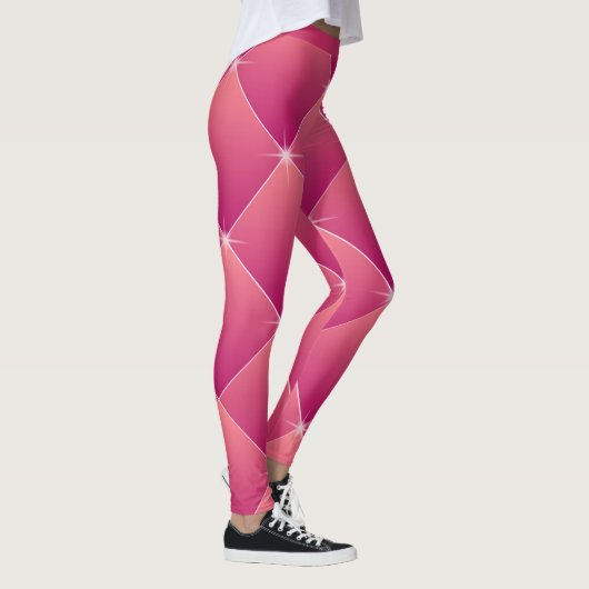 Flashy Glam Roze Pattern Diamond Accent Yoga Leggings (Rechts)