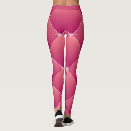 Flashy Glam Roze Pattern Diamond Accent Yoga Leggings (Achterkant)