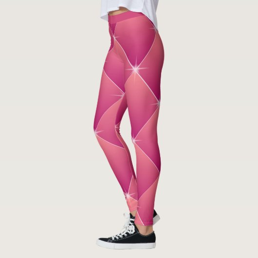 Flashy Glam Roze Pattern Diamond Accent Yoga Leggings (Links)