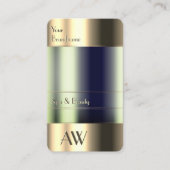 Flashy Gold 3D Initialen Glass Optics Blue Fluids Visitekaartje (Voorkant)