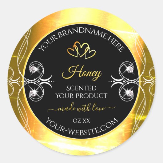 Flashy Gold Dazzling Product Labels diamanten Blac (Voorkant)