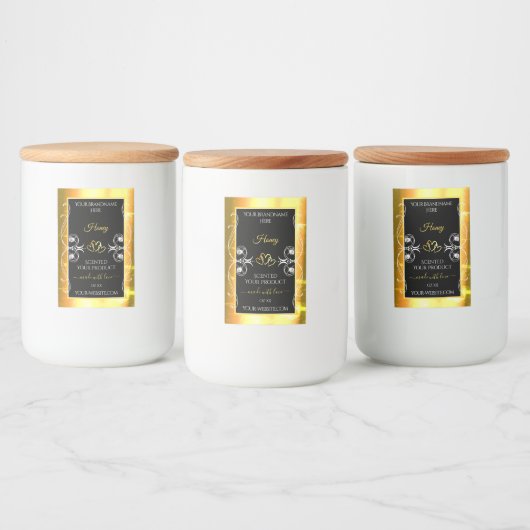 Flashy Gold Dazzling Product Labels diamanten Blac Voedselcontainer Etiket (Flessen)