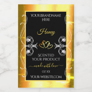 Flashy Gold Dazzling Product Labels diamanten Blac Voedselcontainer Etiket