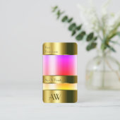 Flashy Gold en Glass look met 3D Font Monogram Visitekaartje (Staand voorkant)
