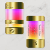 Flashy Gold en Glass look met 3D Font Monogram Visitekaartje (Voorkant / Achterkant)