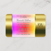 Flashy Gold en Glass look met 3D Font Monogram Visitekaartje (Achterkant)
