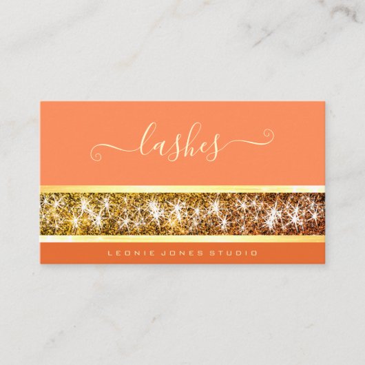 Flashy Gold Glitter Aangepaste foto of Logo Peach Visitekaartje (Voorkant)