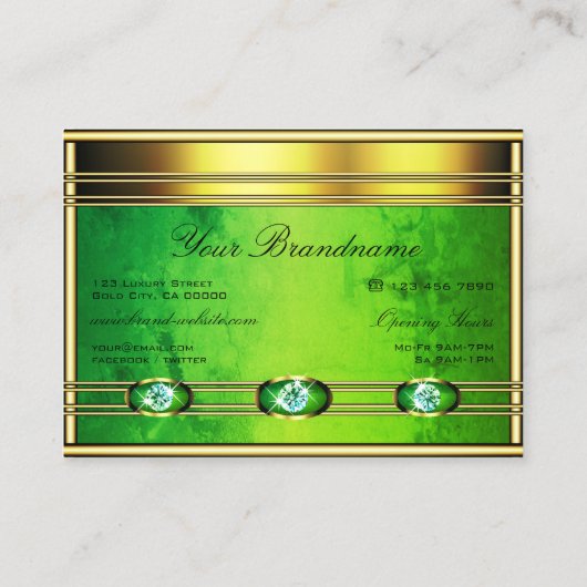 Flashy Golden met Green Marble en Faux Diamonds Visitekaartje (Achterkant)