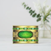 Flashy Golden met Green Marble en Faux Diamonds Visitekaartje (Staand voorkant)