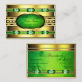 Flashy Golden met Green Marble en Faux Diamonds Visitekaartje (Voorkant / Achterkant)