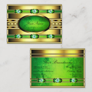 Flashy Golden met Green Marble en Faux Diamonds Visitekaartje