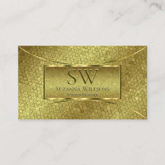 Flashy Golden Snake met Gold Decor en Monogram Visitekaartje (Voorkant)