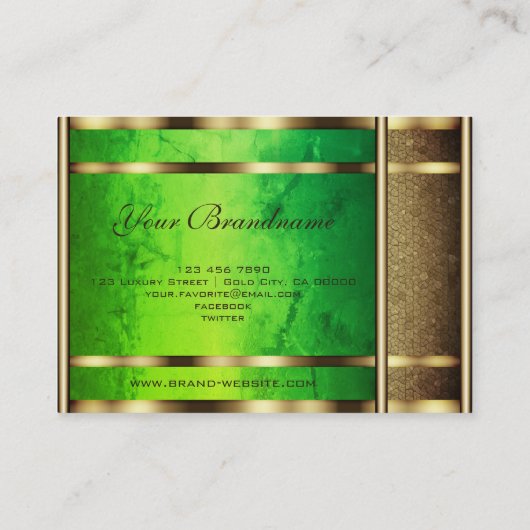 Flashy Golden Snake Pattern Effect Green Marble Visitekaartje (Achterkant)