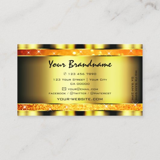 Flashy Goud Sinaasappel Gradient Glitter Sterren O Visitekaartje (Achterkant)