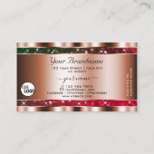 Flashy Green Pink Glitter Stars Roos Gold en Logo Visitekaartje (Achterkant)