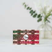 Flashy Green Pink Glitter Stars Roos Gold en Logo Visitekaartje (Staand voorkant)