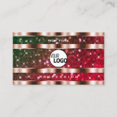 Flashy Green Pink Glitter Stars Roos Gold en Logo Visitekaartje (Voorkant)