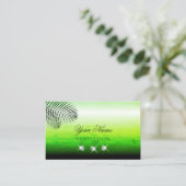 Flashy Green Waterverven Palm Leaves en Diamonds Visitekaartje (Staand voorkant)