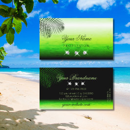 Flashy Green Waterverven Palm Leaves en Diamonds Visitekaartje