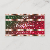 Flashy Groen Roze Glitter Sterren Roos Goud Creati Visitekaartje (Voorkant)