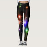 Flashy Heldere Kleurrijke Glitter Sterren Zwarte Y Leggings<br><div class="desc">Deze schattige leggings hebben een flitsend helder sterpatroon op een zwarte achtergrond. Geweldig voor yoga,  hardlopen,  de sportschool of wanneer je maar wat leuke leggings wilt draag!</div>
