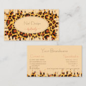 Flashy Leopard Patroon Pastelperzik Design Nagels Visitekaartje (Voorkant / Achterkant)