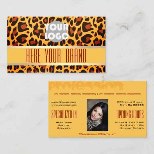 Flashy Leopard Pattern Beauty and Event Planner Visitekaartje (Voorkant / Achterkant)