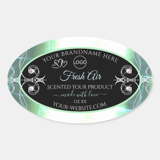 Flashy Light Blauwgroen Black Product Labels juwel (Voorkant)