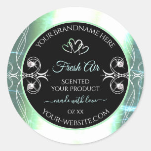 Flashy Light Blauwgroen en Black Product Labels ju