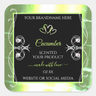 Flashy Light Green and Black Product Labels juwele