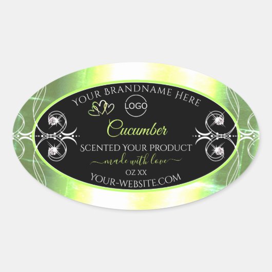 Flashy Light Green Black Product Label juwelen Log (Voorkant)