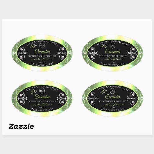 Flashy Light Green Black Product Label juwelen Log (Vel)