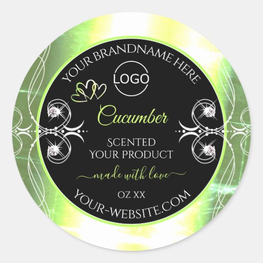 Flashy Light Green Black Product Label juwelen Log (Voorkant)