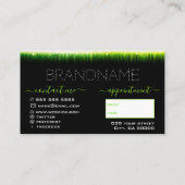 Flashy Light Green on Black Hair Salon Appointment Visitekaartje (Achterkant)