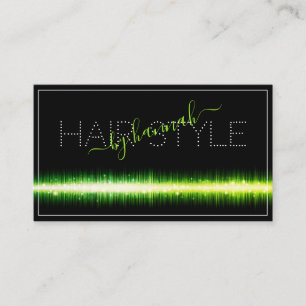Flashy Light Green on Black Hair Salon Appointment Visitekaartje