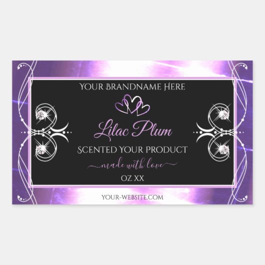 Flashy Light Paars Black Product Labels Diamonds (Voorkant)