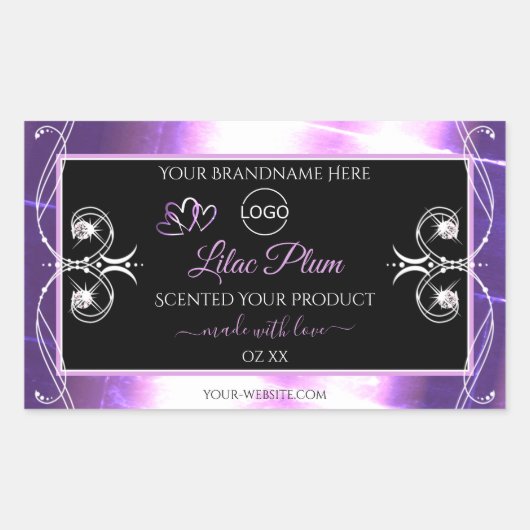Flashy Light Paars Black Product Labels met Logo (Voorkant)