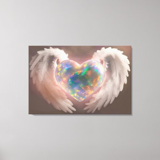 *~* Flashy Opal Heart Angel Wings AP78 Canvas Afdruk (Voorkant)