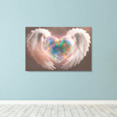 *~* Flashy Opal Heart Angel Wings AP78 Canvas Afdruk (Insitu (Houten vloer))
