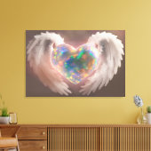 *~* Flashy Opal Heart Angel Wings AP78 Canvas Afdruk (Insitu (Woonkamer))
