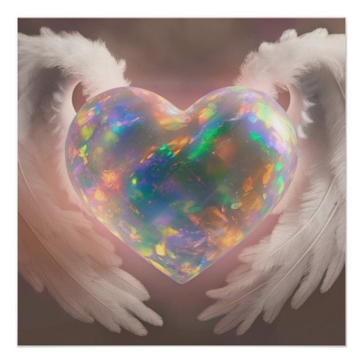 *~* Flashy Opal Heart Angel Wings AP78 Perfect Poster (Voorkant)