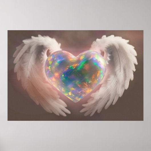 *~* Flashy Opal Heart Angel Wings AP78 Poster (Voorkant)