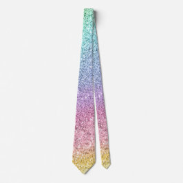 Flashy Pastel Rainbow Glitter Pattern Stropdas