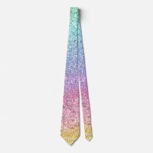 Flashy Pastel Rainbow Glitter Pattern Stropdas (Voorkant)