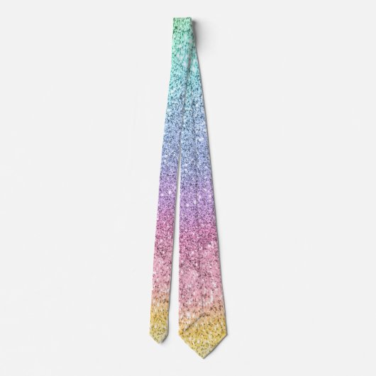 Flashy Pastel Rainbow Glitter Pattern Stropdas (Achterkant)