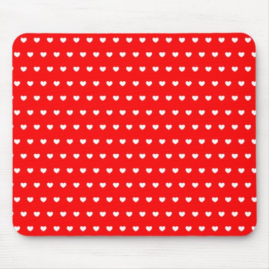 Flashy Red and White, Cute Hearts Pattern Muismat (Voorkant)