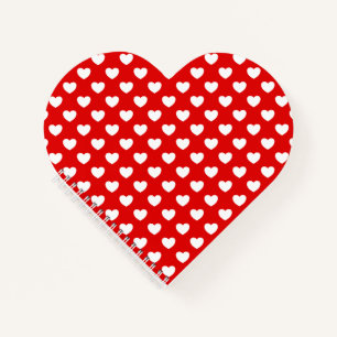 Flashy Red and White Love Heart Heart Shaped Notitieboek