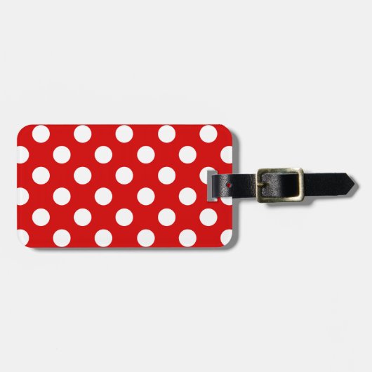 Flashy Red and White Polka Dots Pattern Bagagelabel (Voorkant horizontaal)