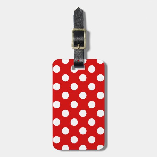 Flashy Red and White Polka Dots Pattern Bagagelabel (Voorkant verticaal)