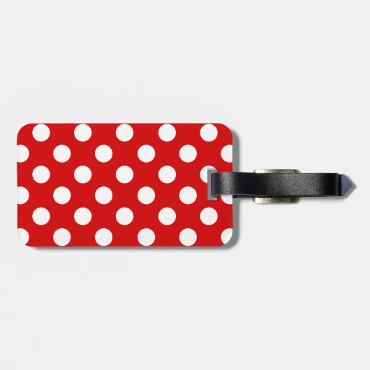 Flashy Red and White Polka Dots Pattern Bagagelabel (Achterkant horizontaal)